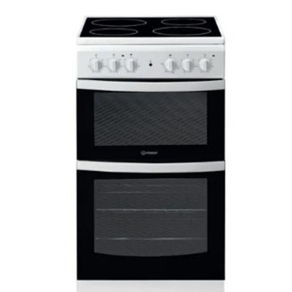 Indesit Electric Double Cooker 50cm Ceramic Hob White And Black ID5V92KMW 4 Zones
