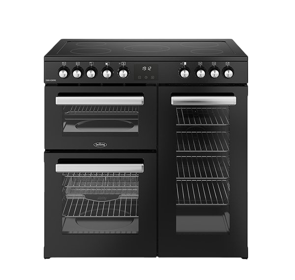 Belling Cookcentre 90E Range Black & Stainless Steel 5 Zones Ceramic