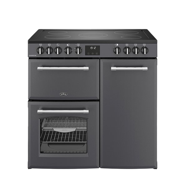 Belling Farmhouse 90E Range Anthracite, Cream & Black 5 Zones Ceramic