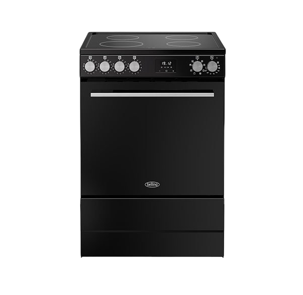 Belling Vision 60Ei Single Cooker Range Black with Silver & All Black Steel 4 Zones Induction