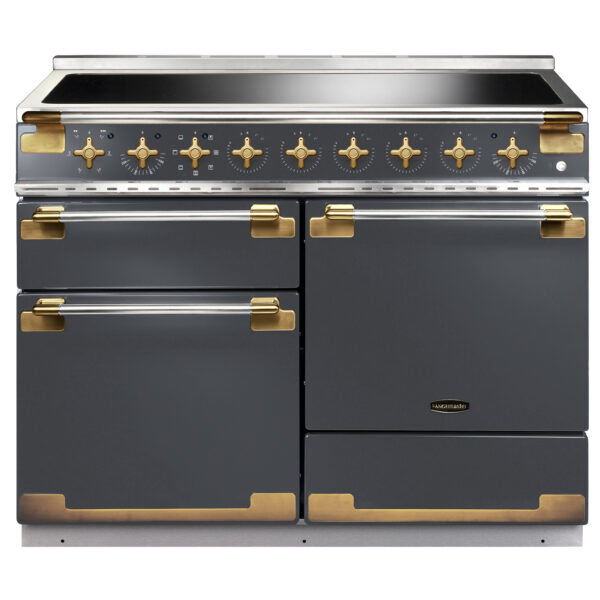 Rangemaster Elise Luxe 110 Induction Slate & Stainless Steel with Antique Brass Trim