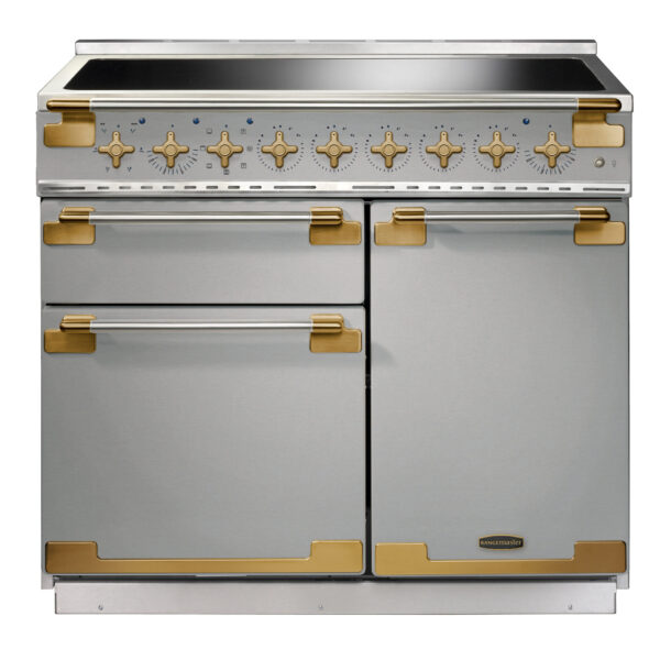 Rangemaster Elise Luxe 100 Induction Stainless Steel & Slate with Antique Brass Trim