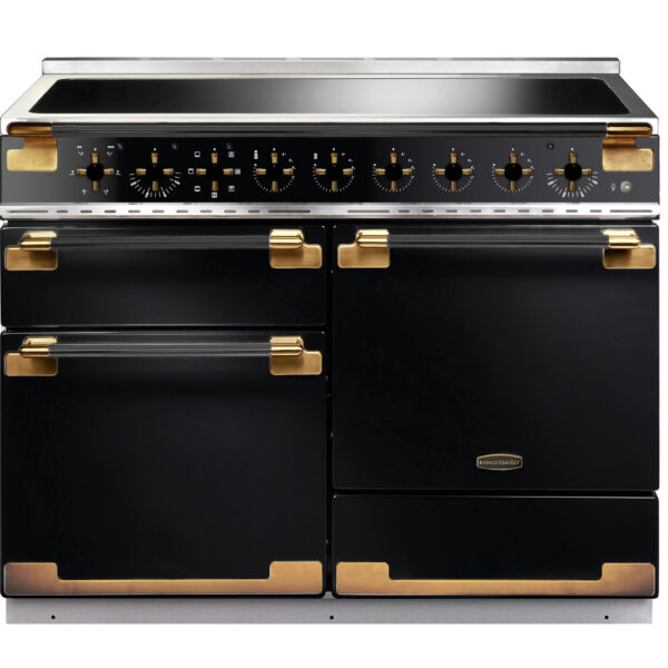 Rangemaster Elise Luxe 110 Induction Black & Stainless Steel with Black Antique Brass Trim