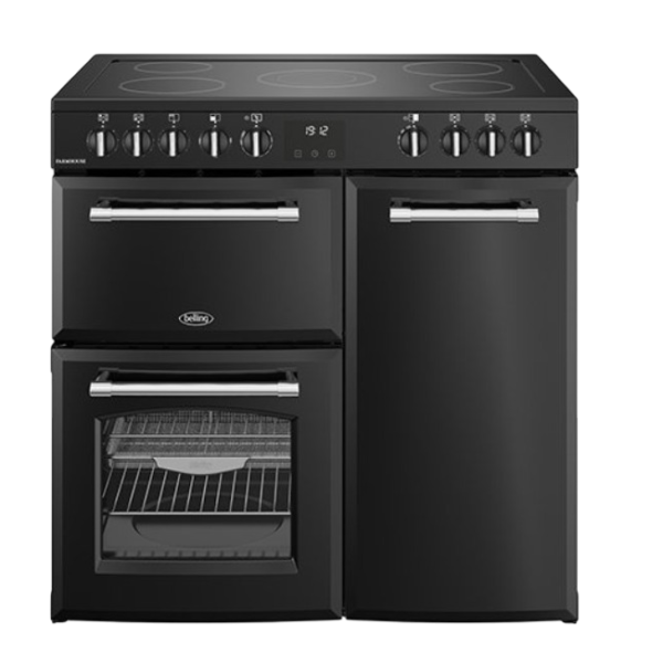 Belling Farmhouse 90E Range Black 5 Zones Ceramic